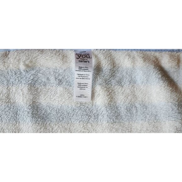 Just One You Little Snuggle Bear Blue White Striped Baby Blanket 30"x40" - Picture 4 of 4